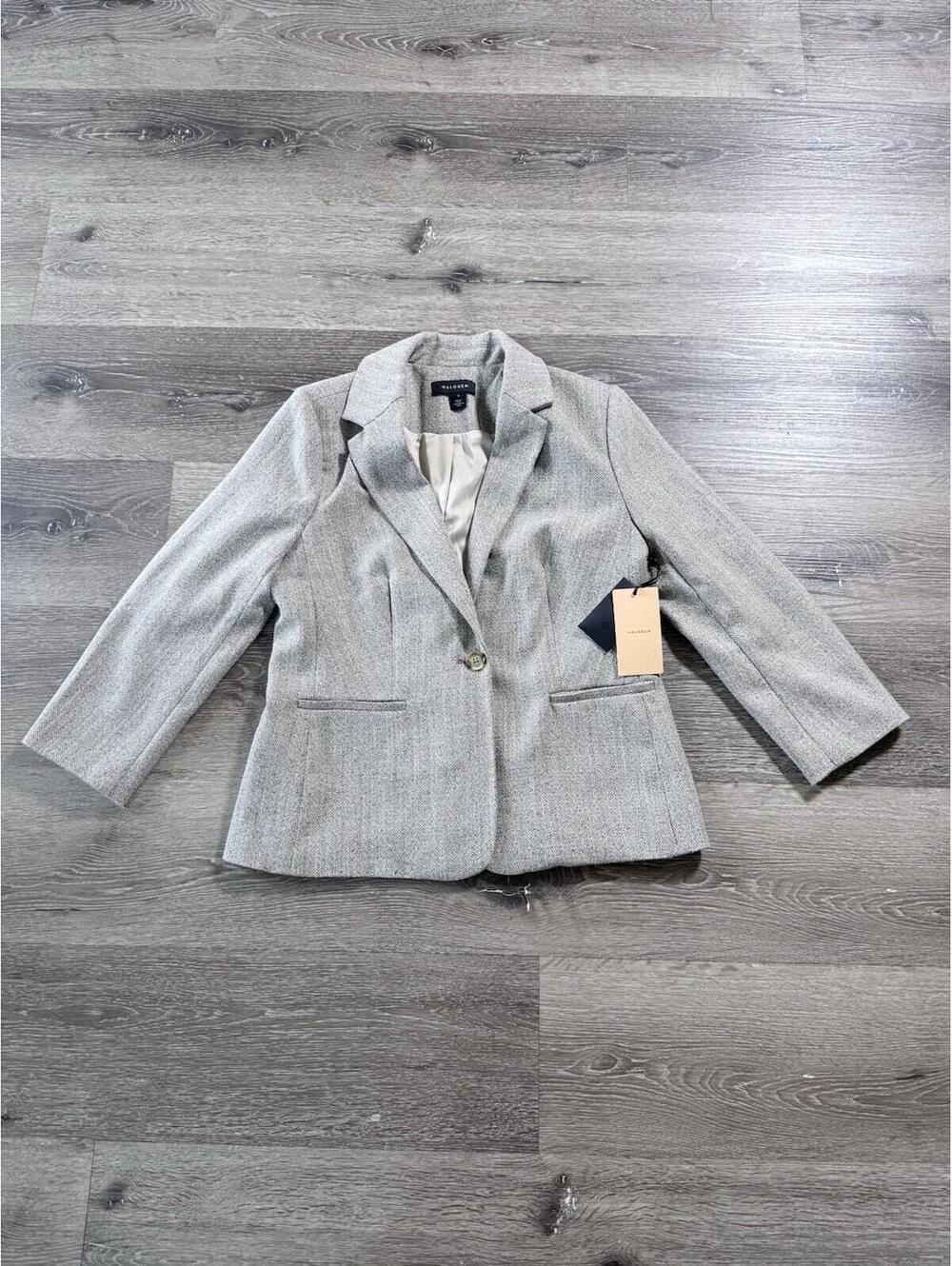 Halogen Size 6 Gray 1 Button Blazer Jacket New With Tag